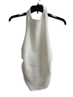 moa moa White Ivory Textured Halter Top | S